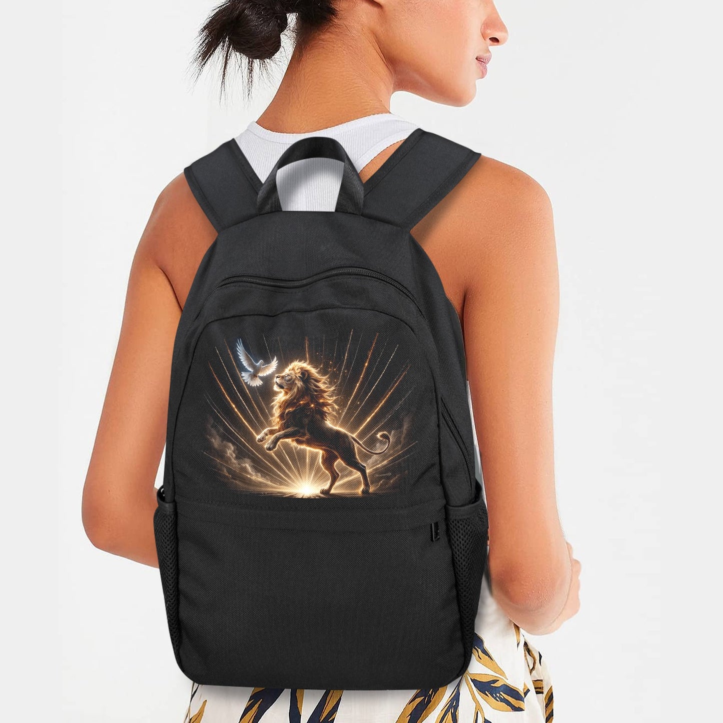 Lion of Judah and Holy Spirit with Golden Rays Casual Backpack