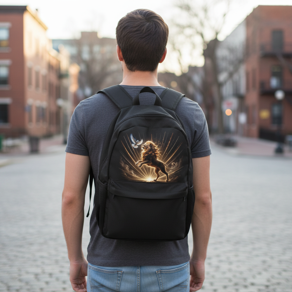 Lion of Judah and Holy Spirit with Golden Rays Casual Backpack
