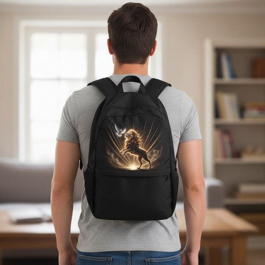 Lion of Judah and Holy Spirit with Golden Rays Casual Backpack