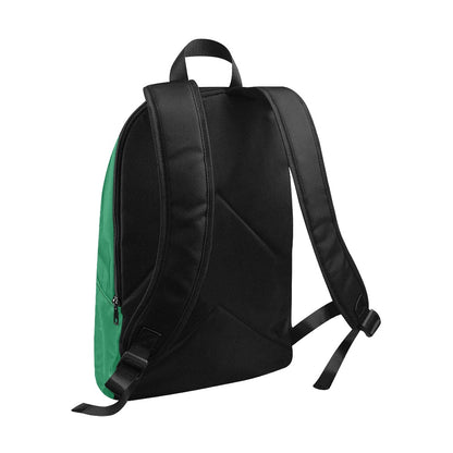 Black backpack with green side panel on a white background