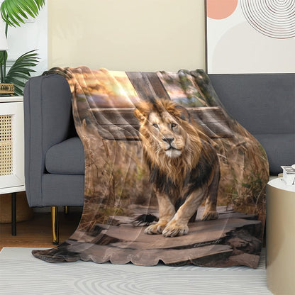Lion of Judah Rock and Cross - Ultra-Soft Micro Fleece Blanket (multiple sizes)