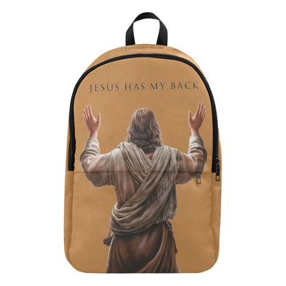"Jesus Has My Back" Graphic design Christian Backpack (Choose Brown Shade)