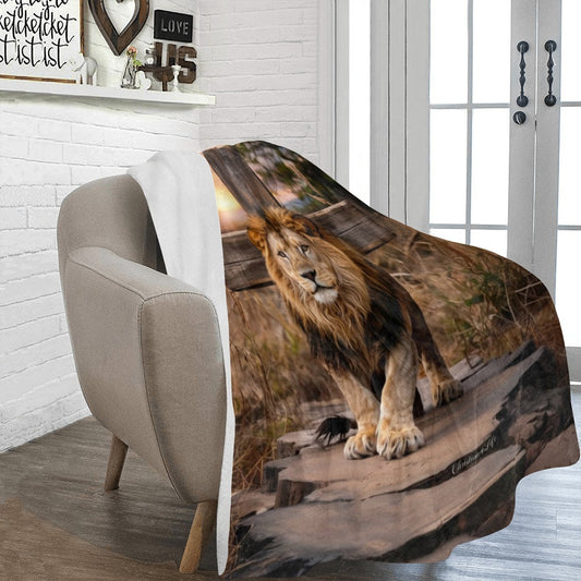 Lion of Judah Rock and Cross - Ultra-Soft Micro Fleece Blanket (multiple sizes)