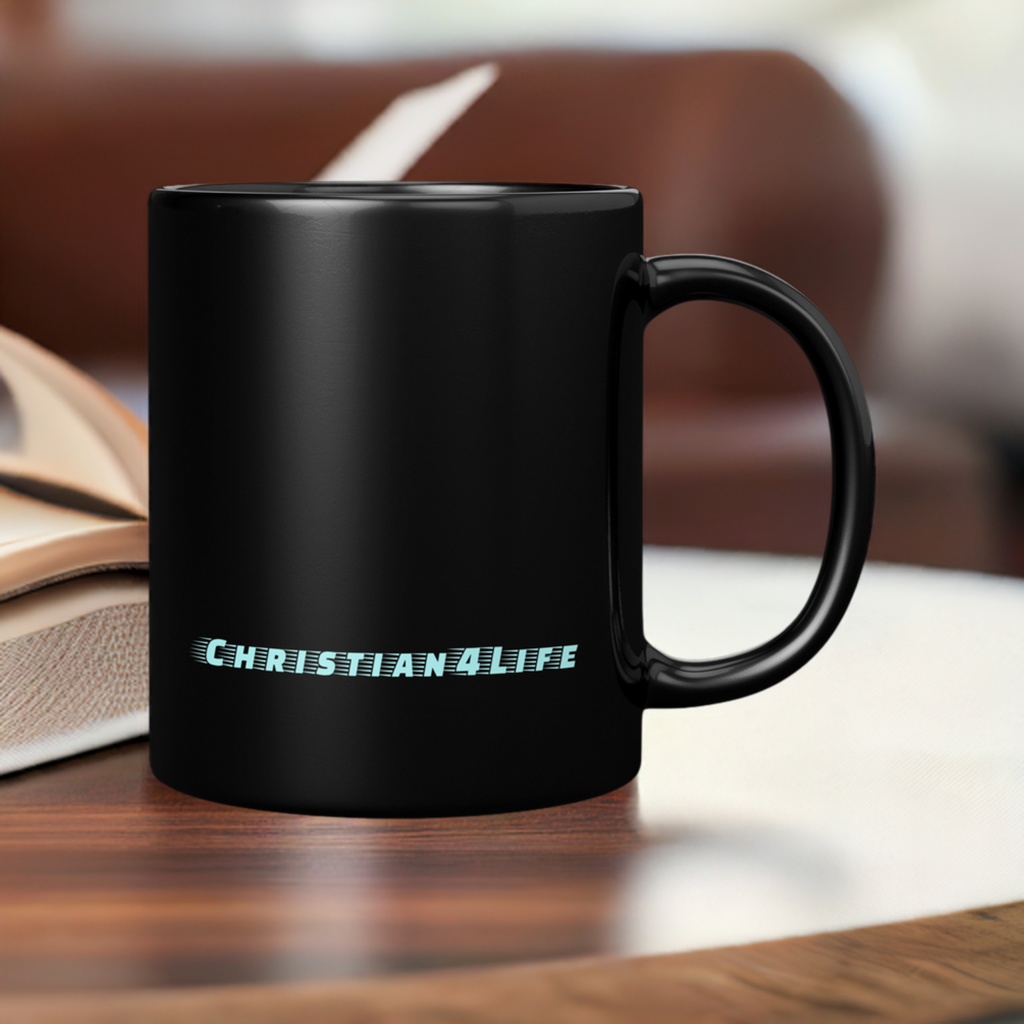 Christian4Life Superhero 11oz Black Mug - "Man of God, Hero to Me" Front/Back Christian4Life