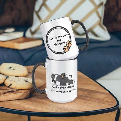 "God never sleeps but I always want to" 15oz Mug - inside color schemes