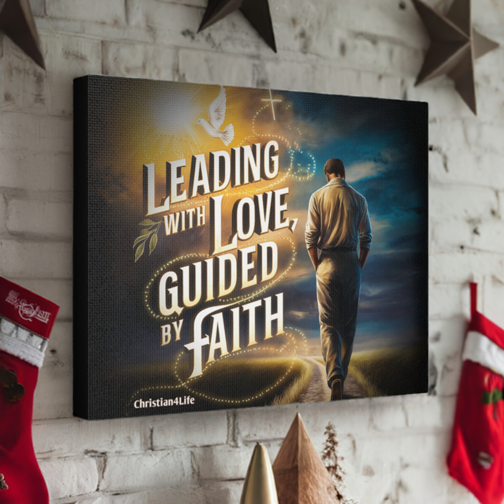 Christian "Leading with Love, Guided by Faith" Wall Art Canvas Canvas Christian4Life