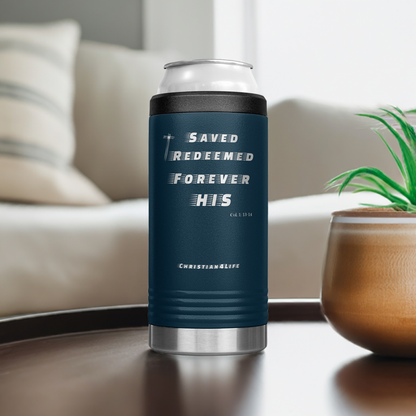 12oz Christian Cozie Insulated Tumbler -Saved, Redeemed, Forever His