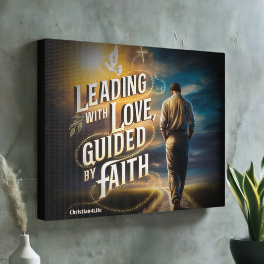 Christian "Leading with Love, Guided by Faith" Wall Art Canvas