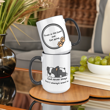 "God never sleeps but I always want to" 15oz Mug - inside color schemes