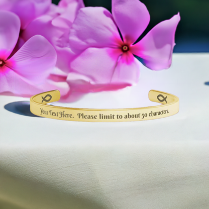 Personalized Christian Cuff Bracelet.   Add your own inspirational message or quote!