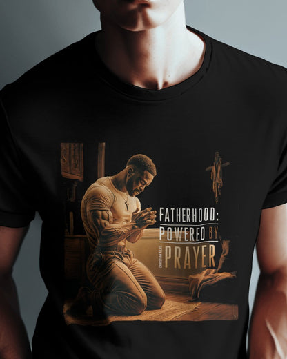 Christian Dad T-shirt "Fatherhood: Powered by Prayer" Heavy Cotton T-Shirt Christian4Life