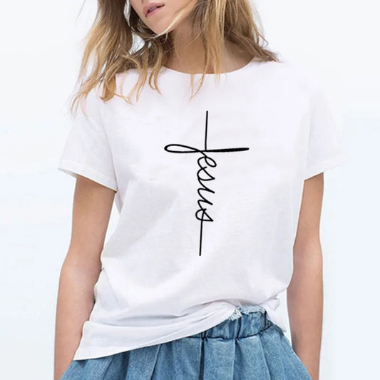 Christian Cross Print Tops Female T Shirt T-Shirt Christian4Life