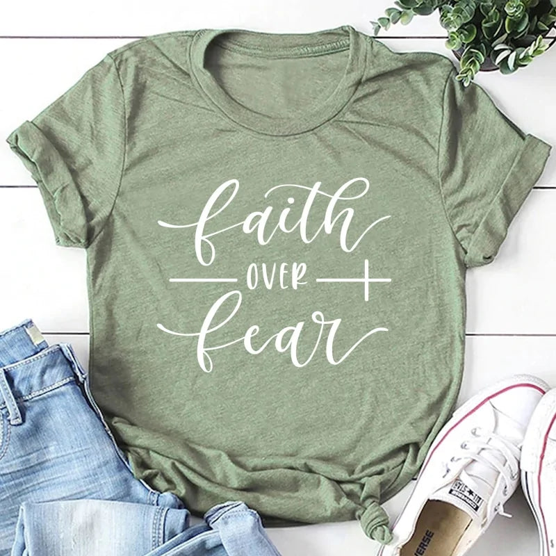 Faith Over Fear Christian T-Shirt T-Shirt Christian4Life