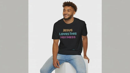 Unisex "Jesus Loves this Hot Mess" Christian Cotton Softstyle T-Shirt