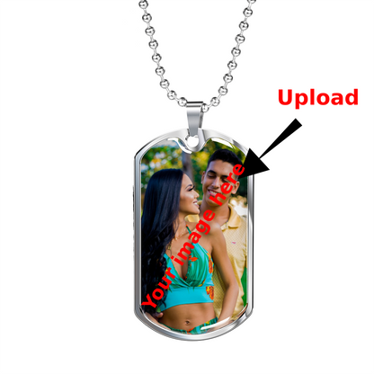 Personalized Dog Tag Necklace (Your Photo and Message) - Luxury Dog Tag Necklace Military Chain / No - Jewelry