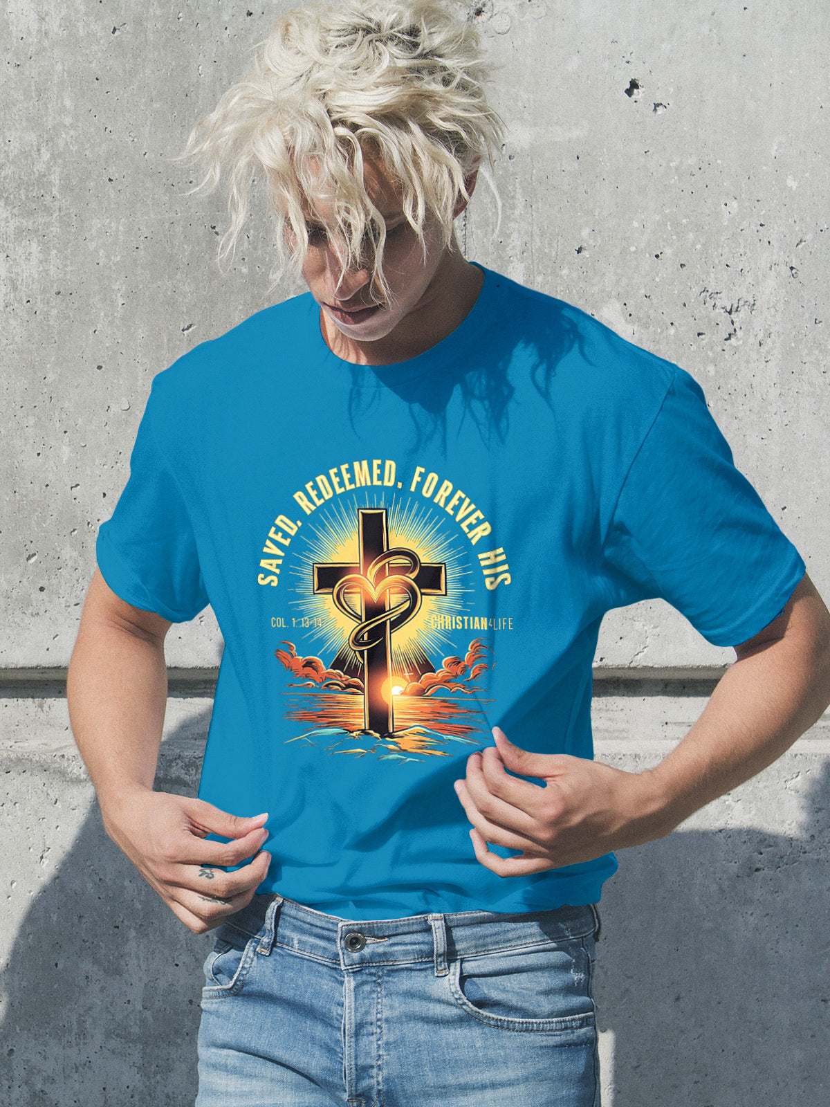 Unisex "Saved, Redeemed, Forever His" Christian Cotton Softstyle T-Shirt